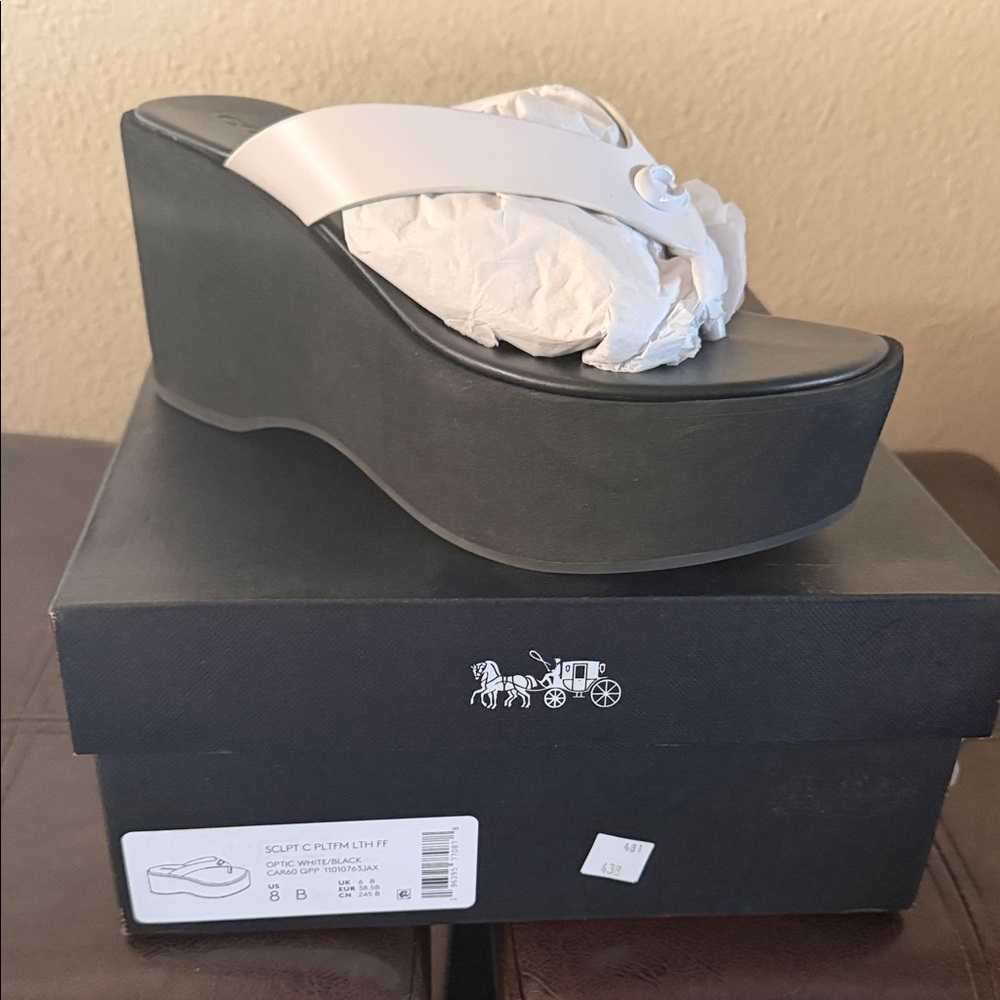 Coach Women's Black and Cream Platform Sandals